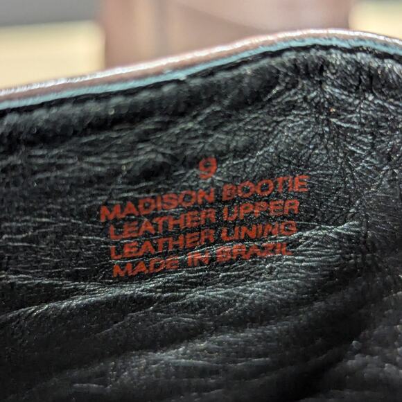 Marc Joseph Madison Bootie Brown Leather Heeled Boots Ankle Womens 9 Buckle Zip - Picture 7 of 9